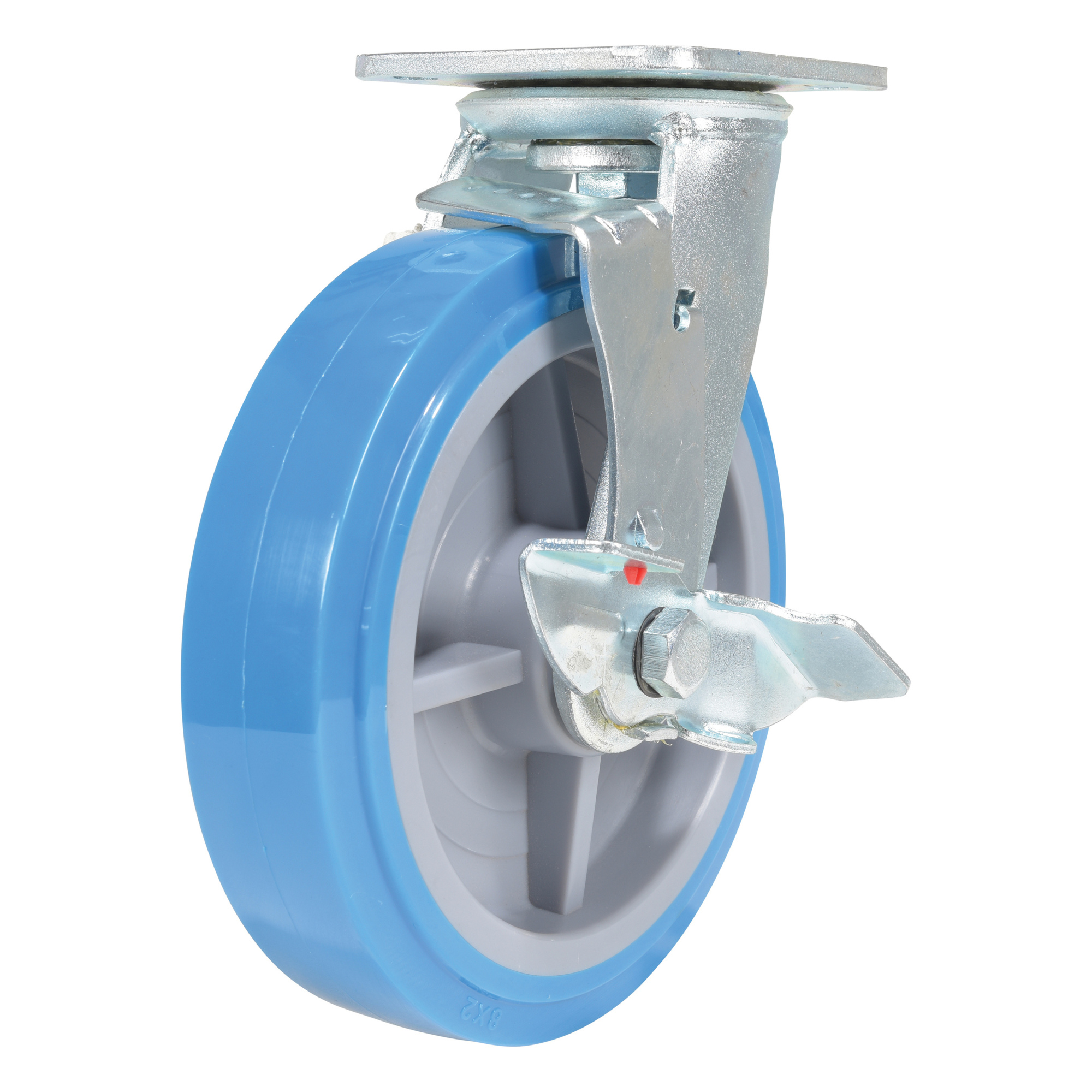 Vestil Polyurethane Swivel Caster with Brake - 8in. x 2in., 925-Lb. Capacity, Non-Marking, Model# CST-KB-8X2PUP-SWB